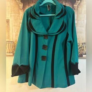 Teal Jacket with Black Trim
